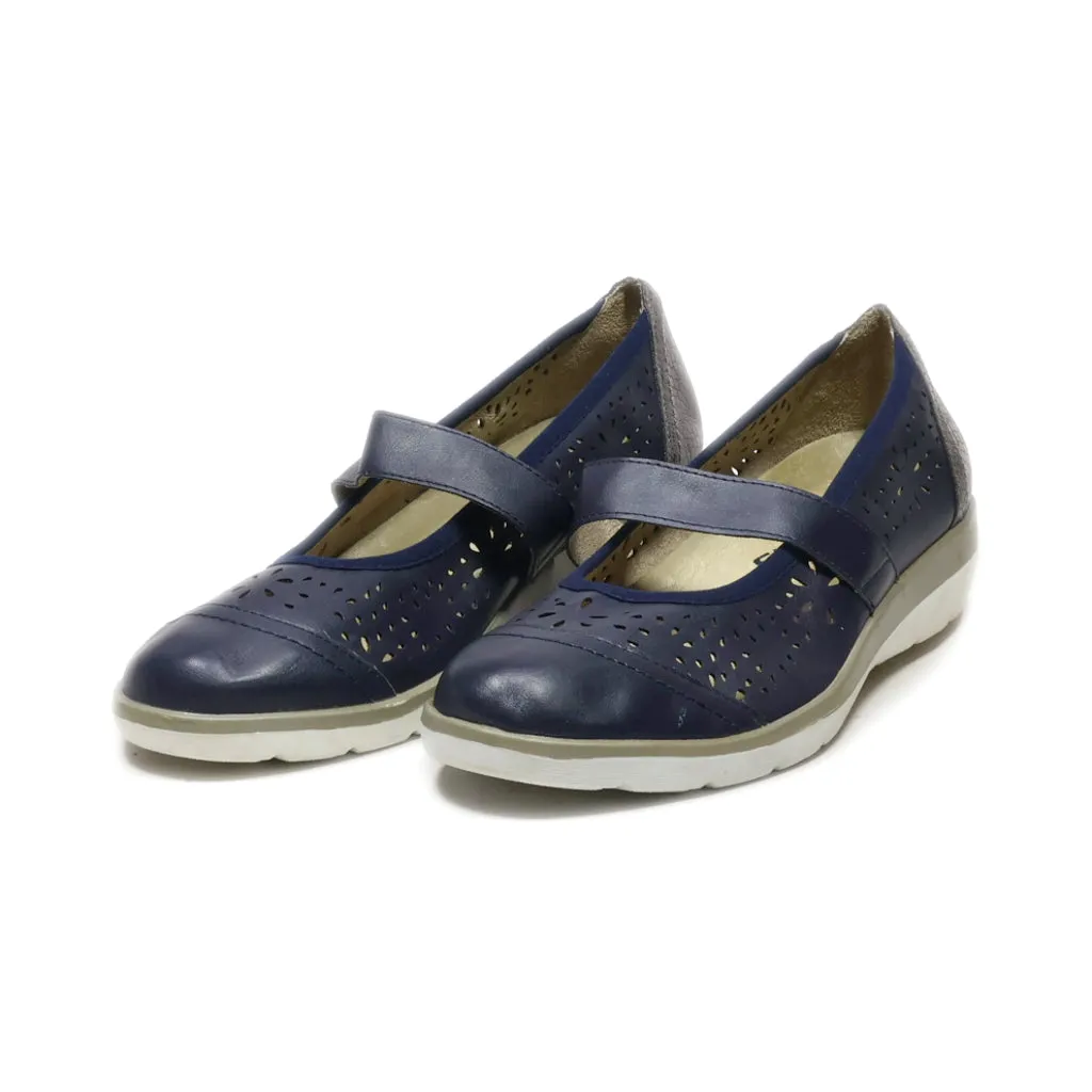 Footflexx Ballerinas Leather Blue Colour For Women