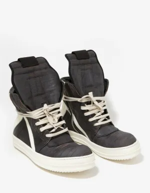 Geobasket Laser-Cut Leather High Top Trainers