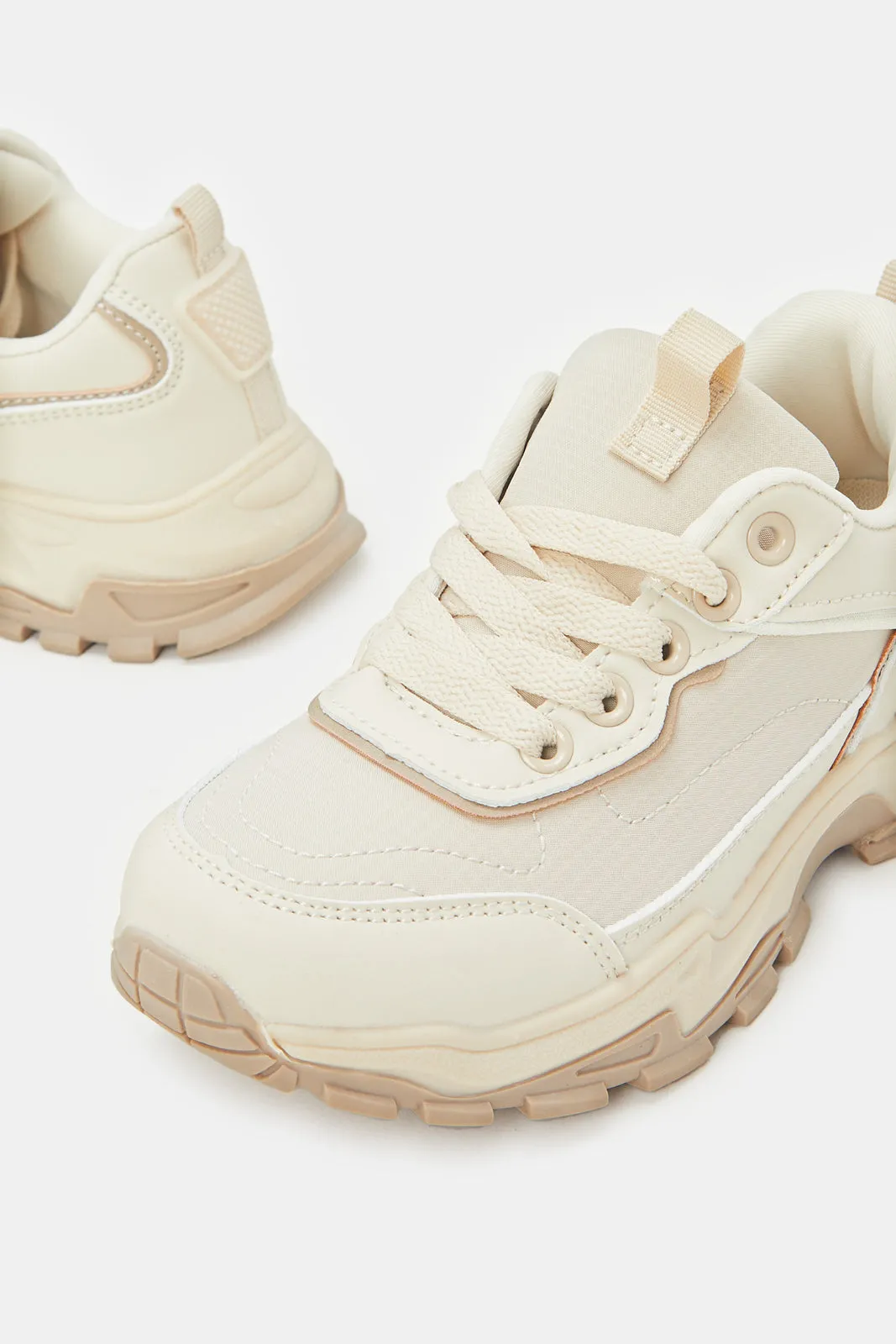 Girls Beige Chunky Trainers