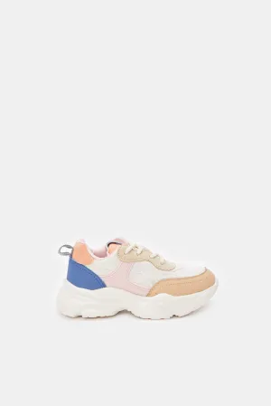 Girls Multicolour Material Block Trainer