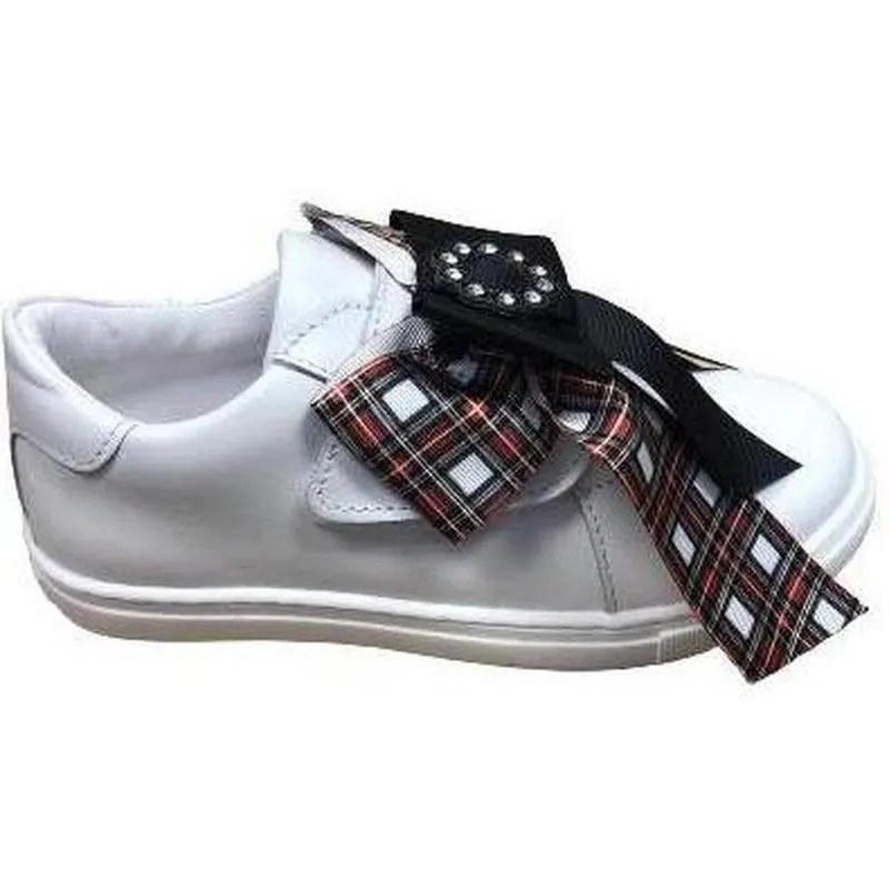 Girls Tartan Bow Trainers