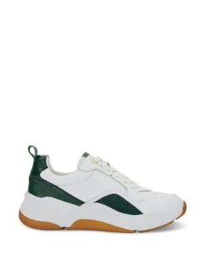 Green and white leather trainers