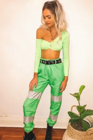 Green Reflective Belted Trousers - Gennie