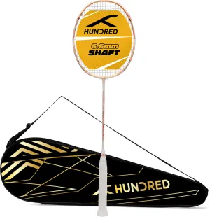 Hundred Flutter S Attk Superior Smash Performance Strung Badminton Racquet (White / Gold)