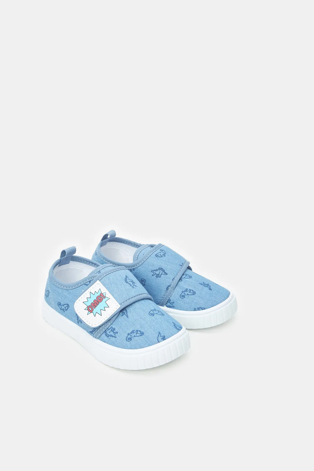 Infant Boys Blue Denim Printed Pump