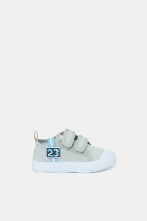 Infant Boys Grey Double Velcro Strap Pump