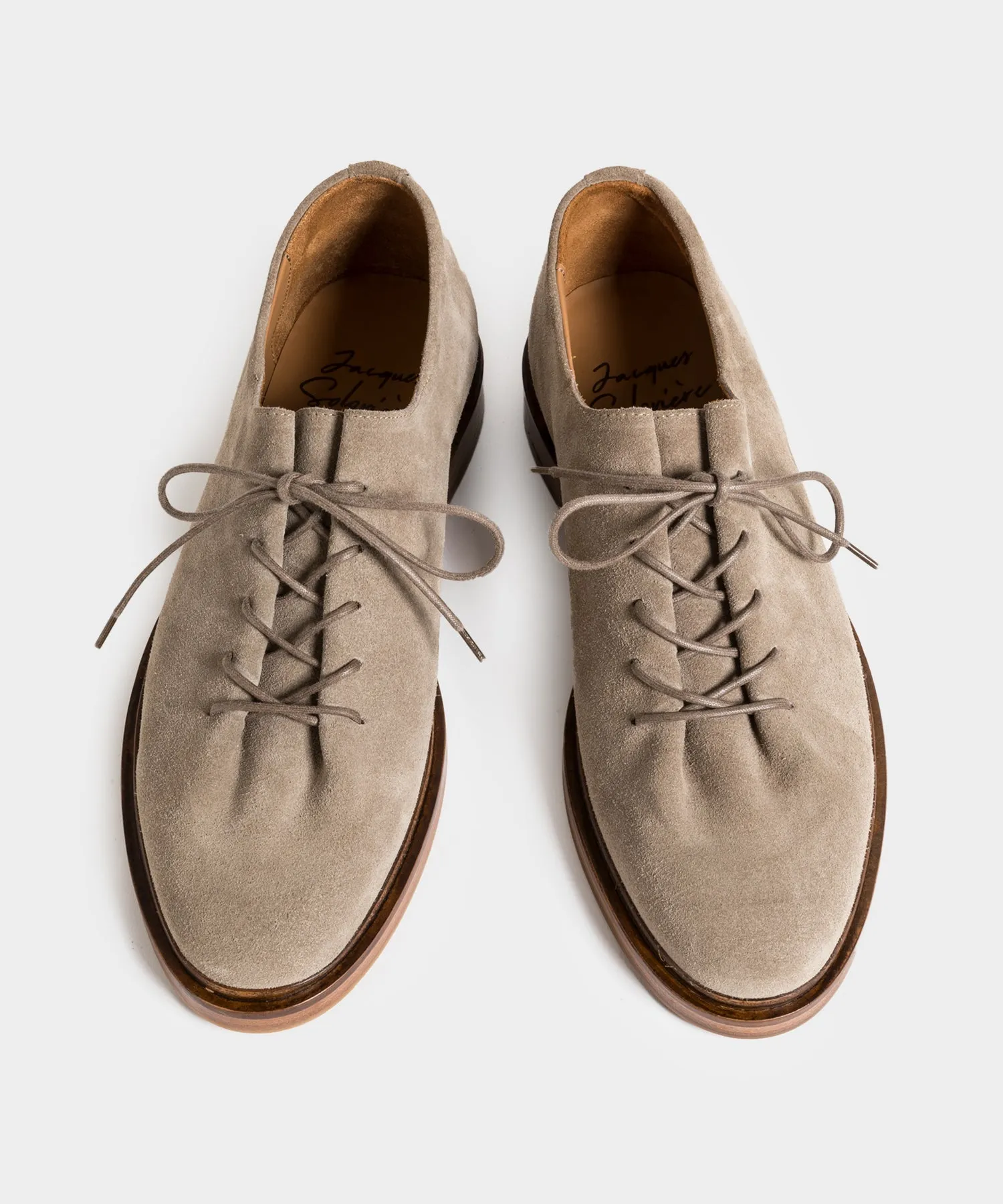 Jacques Solovière Edouard Lace-Up Dress Shoe in Beige Suede