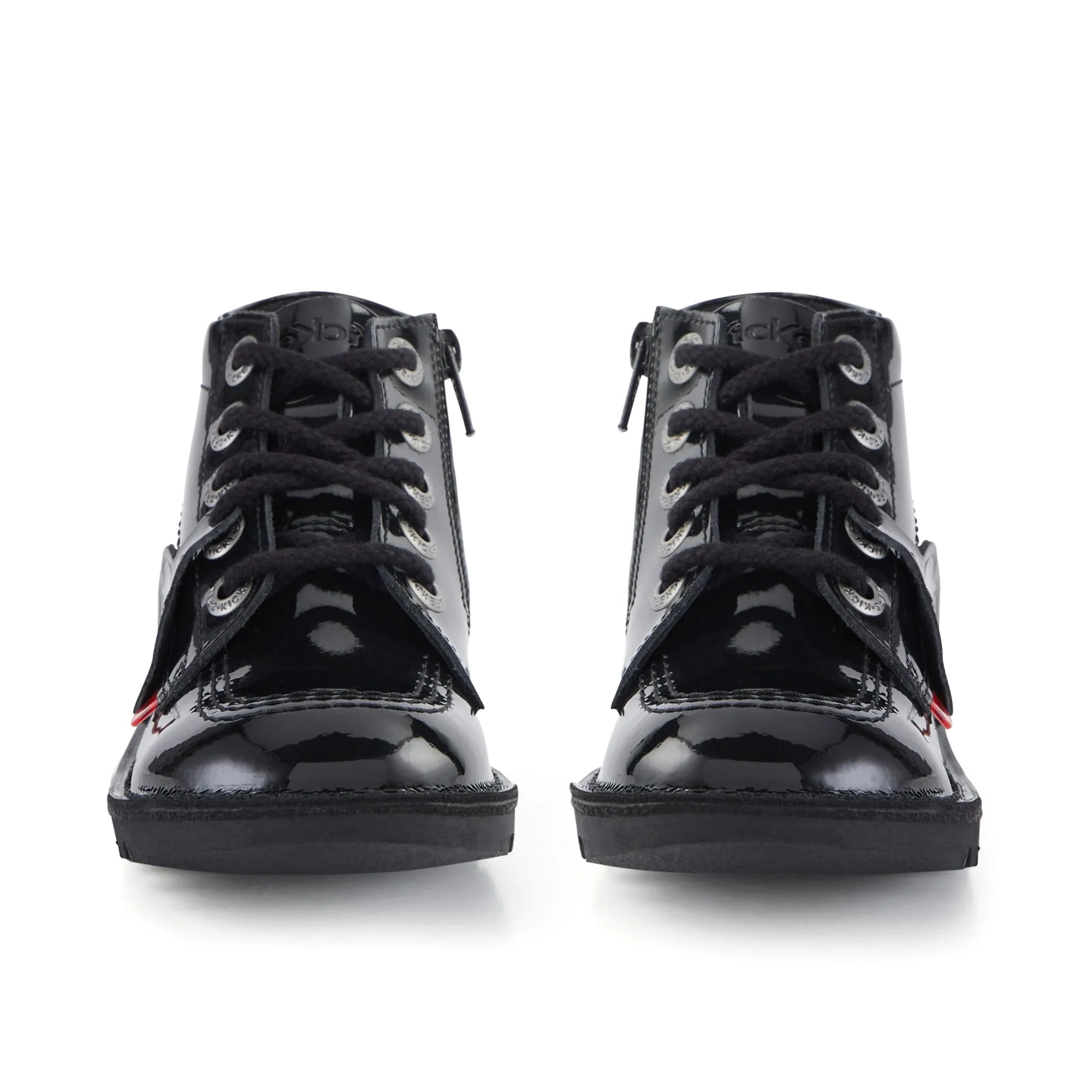 Kickers: Kick Hi Zip Unisex School Shoes - Black Patent