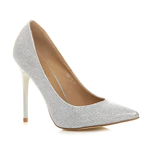 Ladies High Heel Pointed Contrast Smart Court Shoes