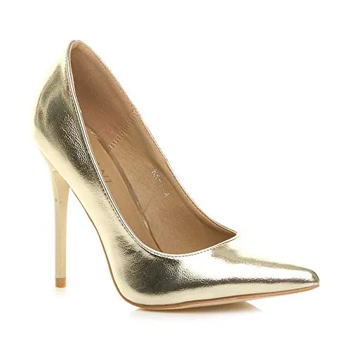 Ladies High Heel Pointed Contrast Smart Court Shoes