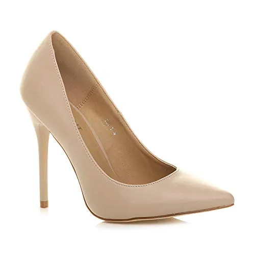 Ladies High Heel Pointed Contrast Smart Court Shoes