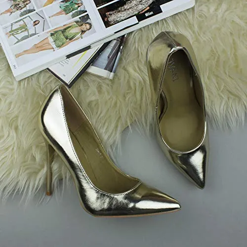 Ladies High Heel Pointed Contrast Smart Court Shoes