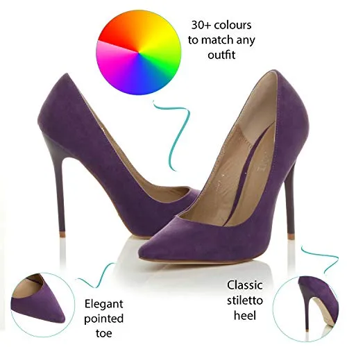 Ladies High Heel Pointed Contrast Smart Court Shoes