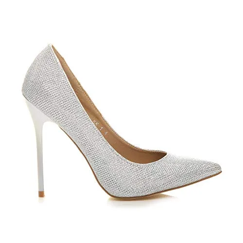 Ladies High Heel Pointed Contrast Smart Court Shoes