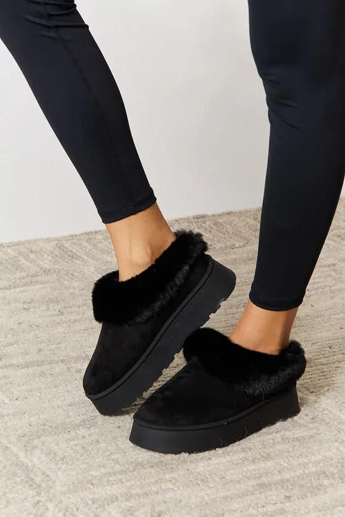 Legend Footwear Furry Chunky Platform Ankle Boots