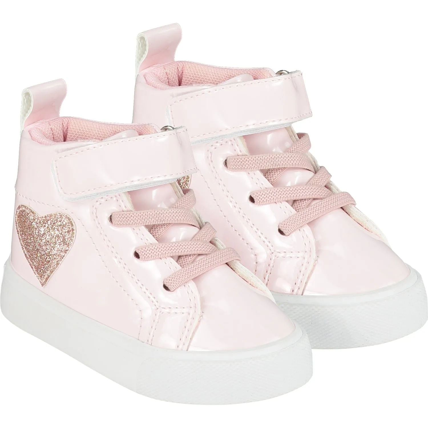 LITTLE A - Sweetheart Glitter Heart High Top - Baby Pink