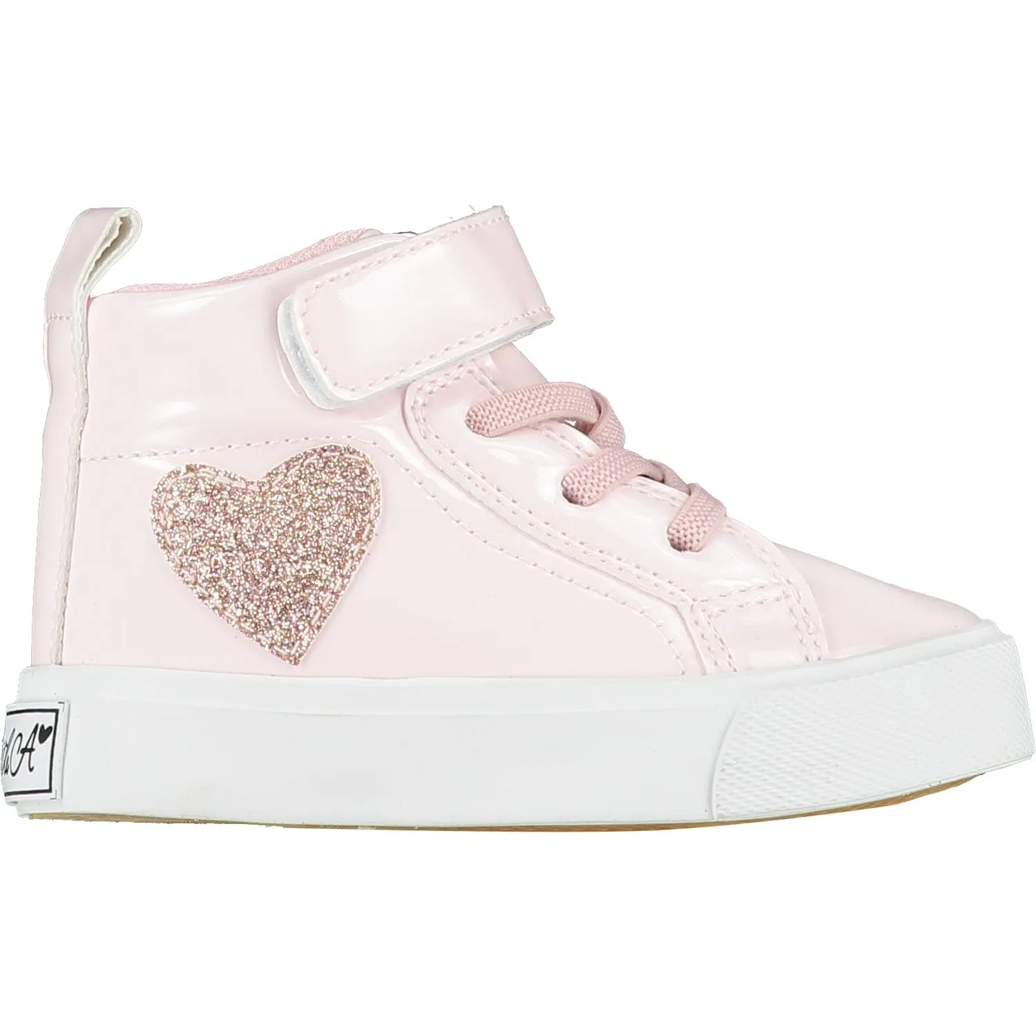 LITTLE A - Sweetheart Glitter Heart High Top - Baby Pink