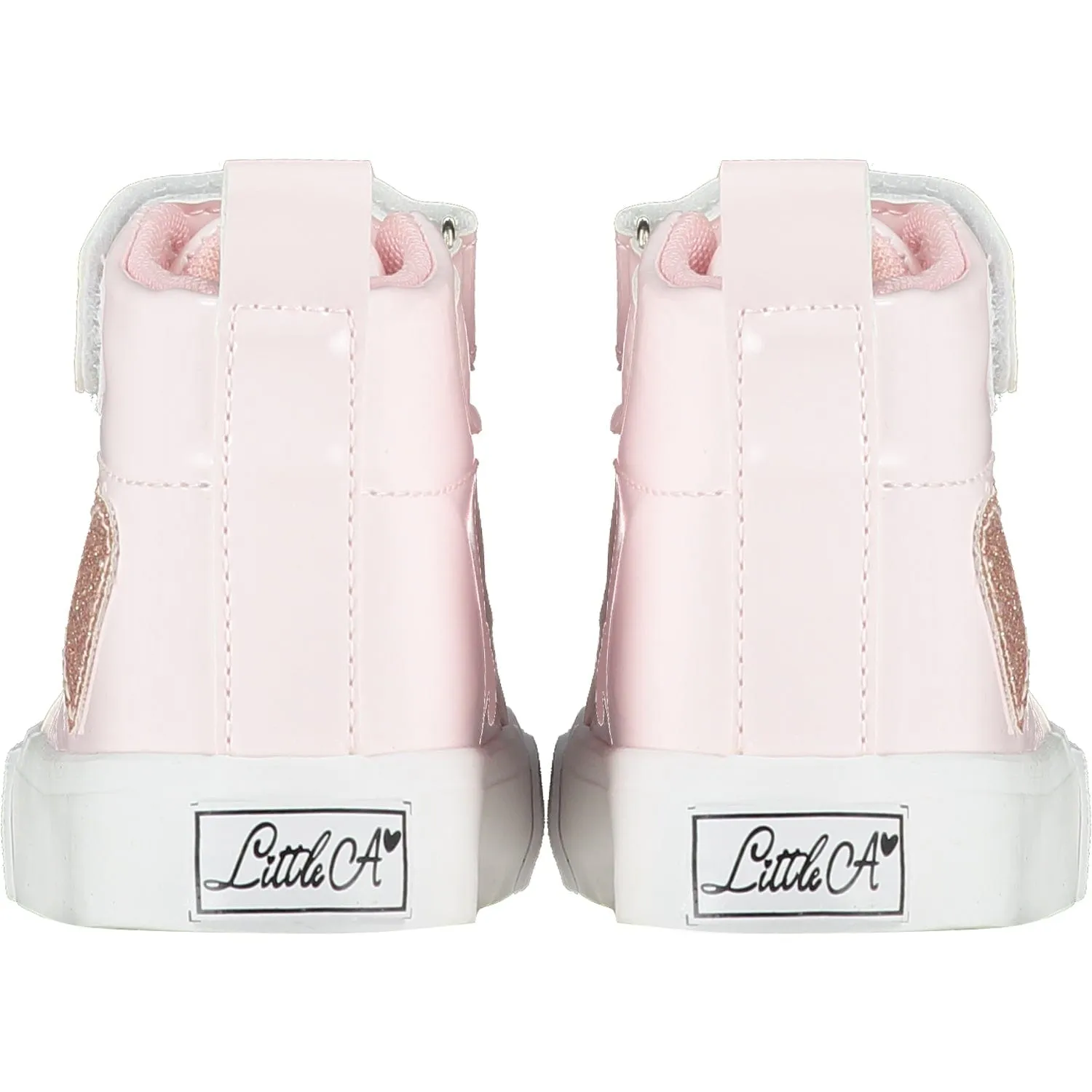 LITTLE A - Sweetheart Glitter Heart High Top - Baby Pink