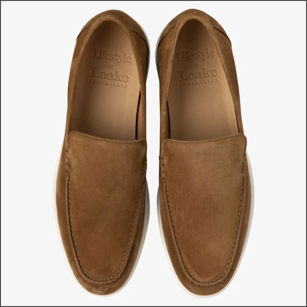 Loake Tuscany Chestnut Brown Suede Loafer--