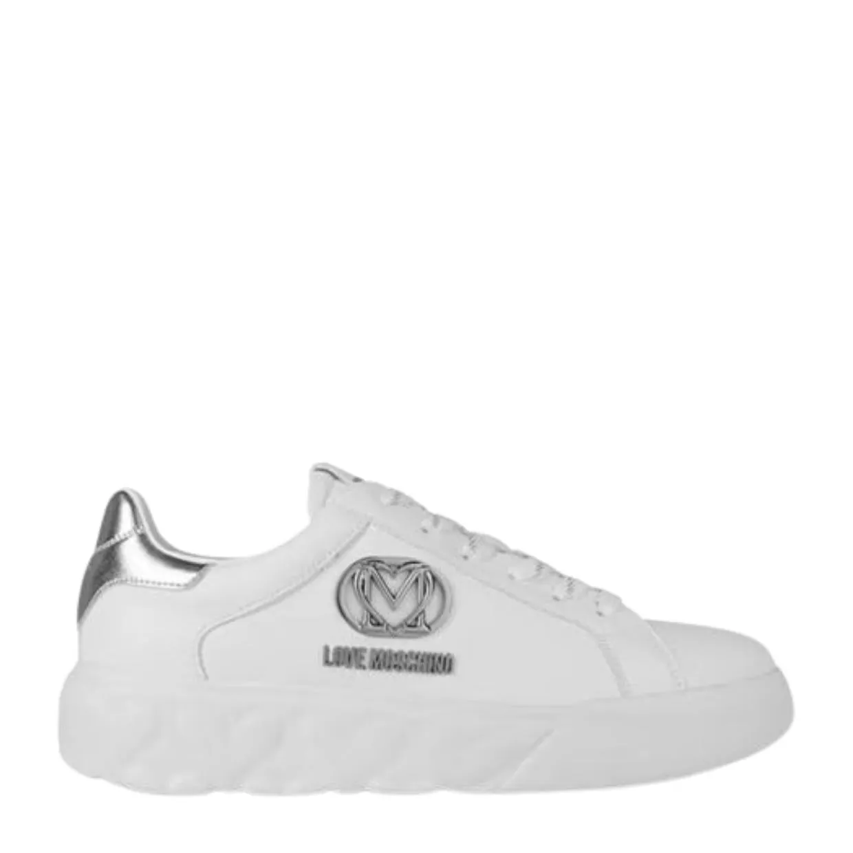 Love Moschino Logo Plaque White Trainers