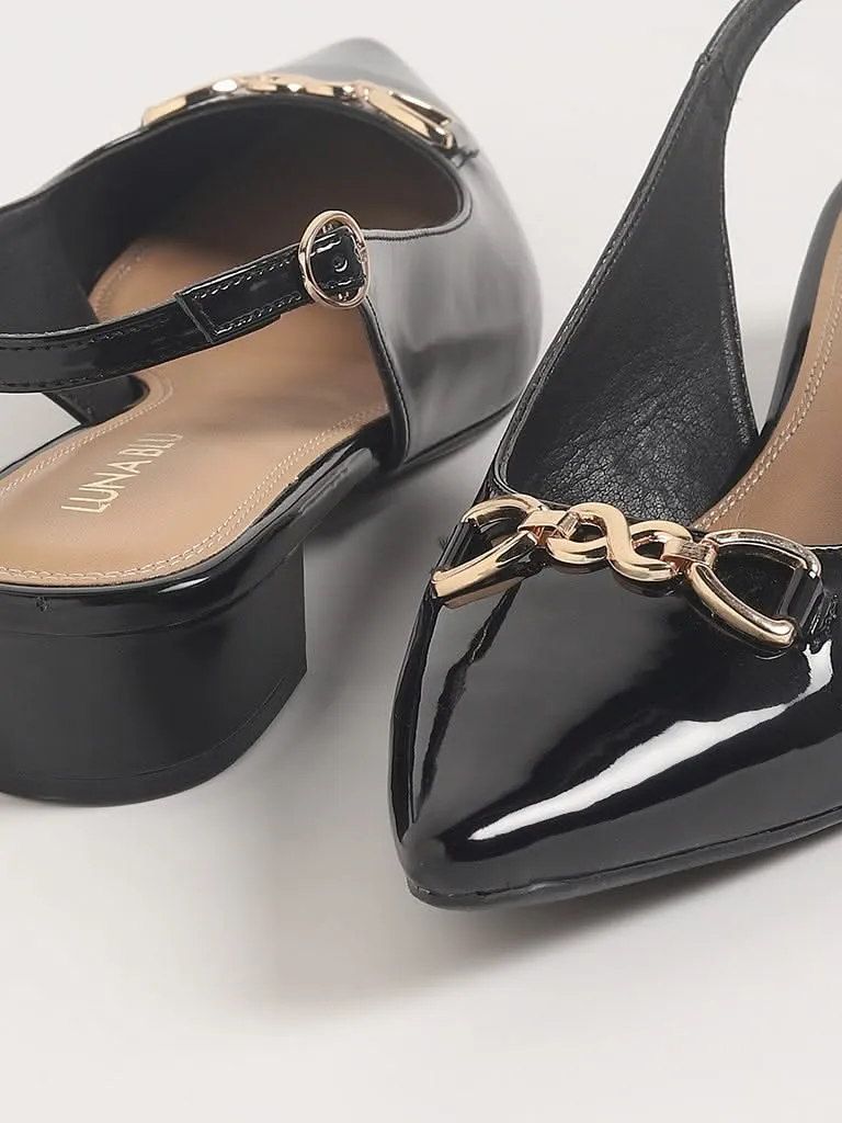 LUNA BLU Black Slingback Mules