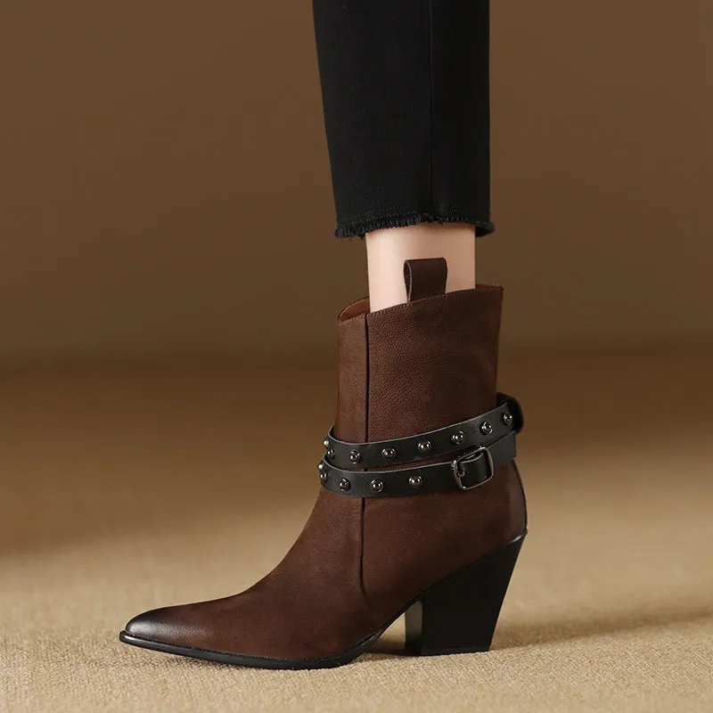 LuxLeather Western Pointed Toe Boots