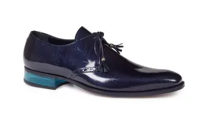 Mauri - 4801 Blue Patent Leather & Plexiglass Heel Dress Shoes