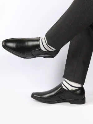 Men Black Genuine Leather Formal Office Slip On Shoes