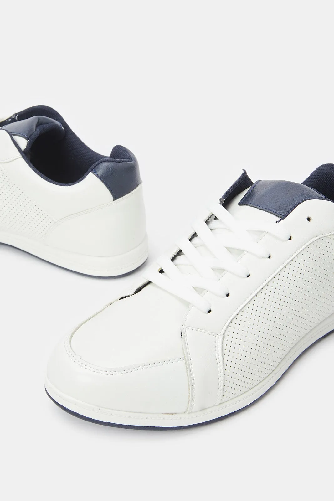 Men White Material Block Sneaker