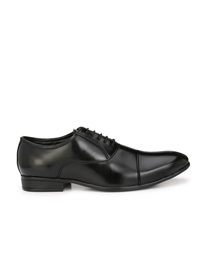 Men's Black Oxford  Synthetic Leather Formal Shoes