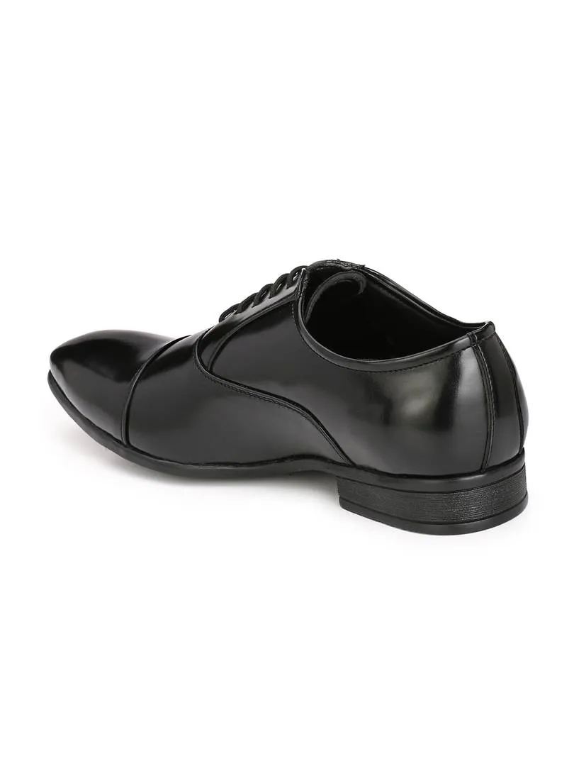 Men's Black Oxford  Synthetic Leather Formal Shoes