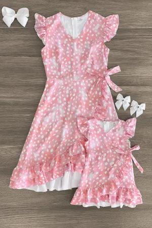 Mom & Me - Peachy Pink Ruffle Dress