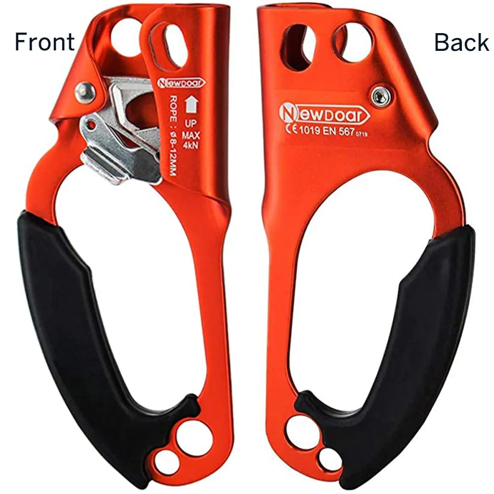 NewDoar Left Hand Ascender Rock Climbing CE Certified(Left Orange)