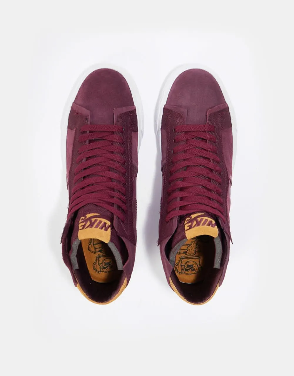 Nike SB Zoom Blazer Mid Premium Skate Shoes - Night Maroon/Rosewood-Night Maroon-White