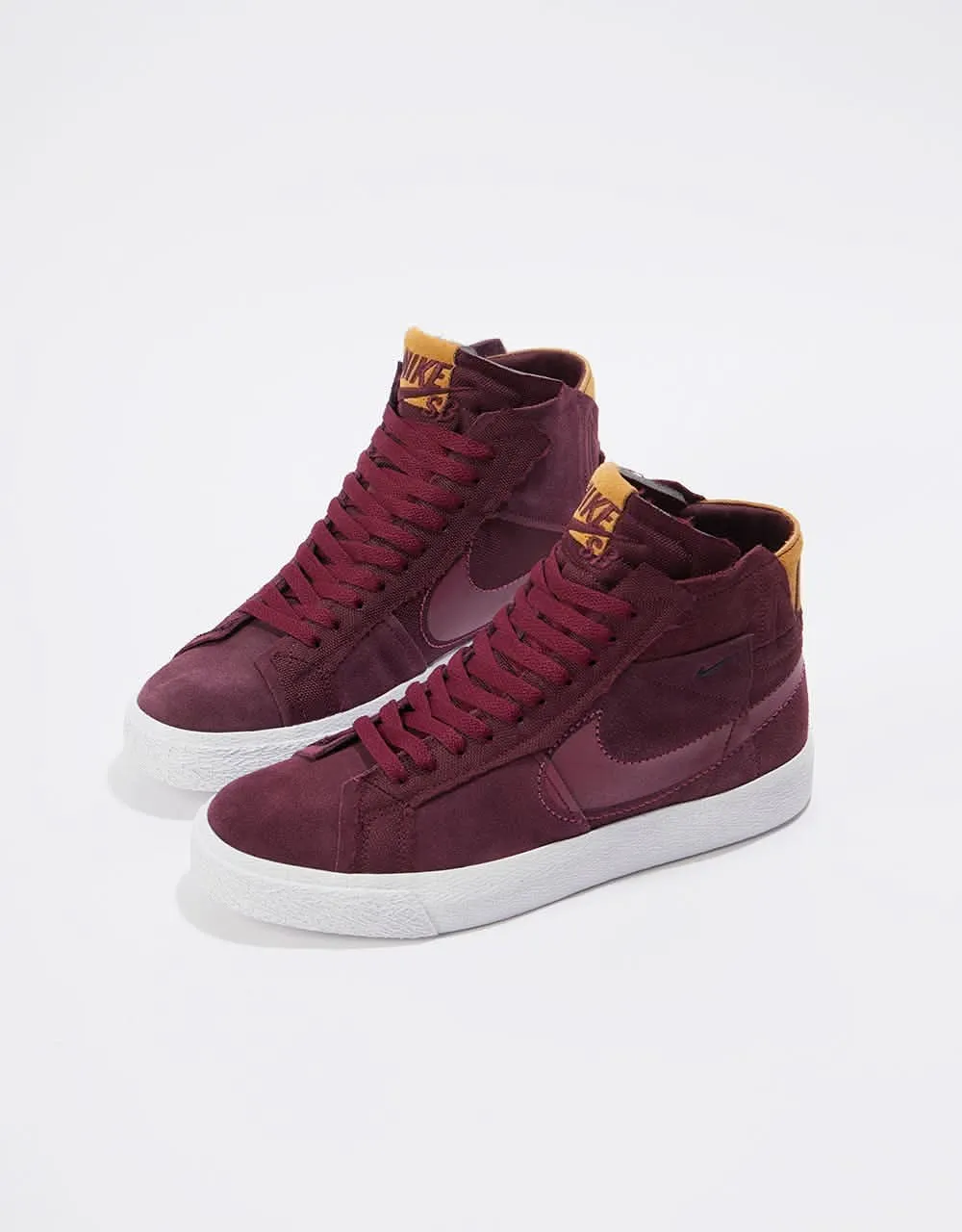 Nike SB Zoom Blazer Mid Premium Skate Shoes - Night Maroon/Rosewood-Night Maroon-White