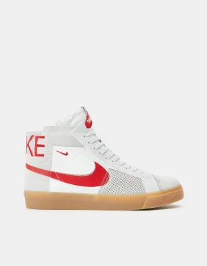 Nike SB Zoom Blazer Mid Premium Skate Shoes - Summit White/Univ Red-Pure Platinum-Summit White-Gum Yellow