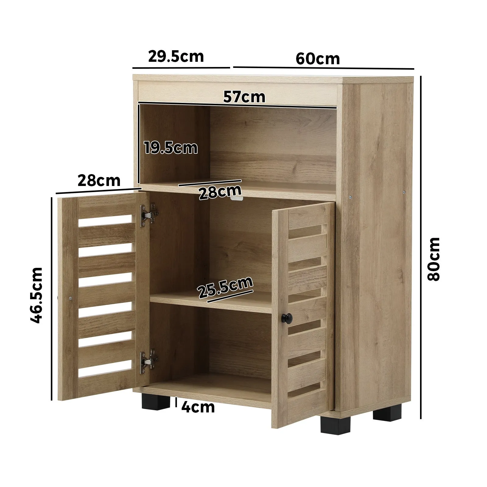 Oikiture Shoe Rack Shoes Storage Cabinet Organiser Shelf 2 Doors Brown Set of 2