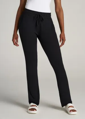 Open-Bottom Cozy PJ Lounge Pants for Tall Women in Black