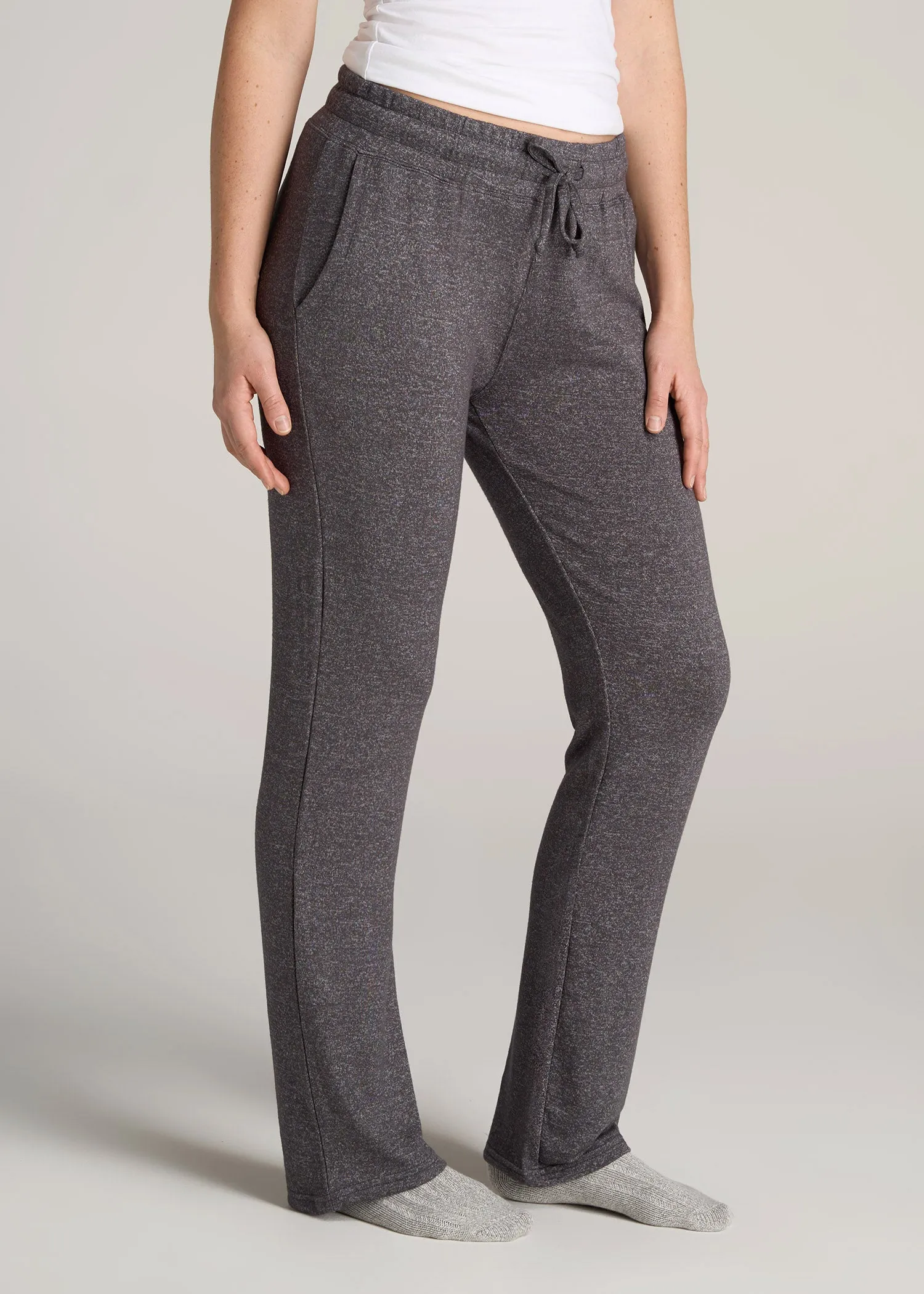 Open-Bottom Cozy PJ Lounge Pants for Tall Women in Charcoal Mix