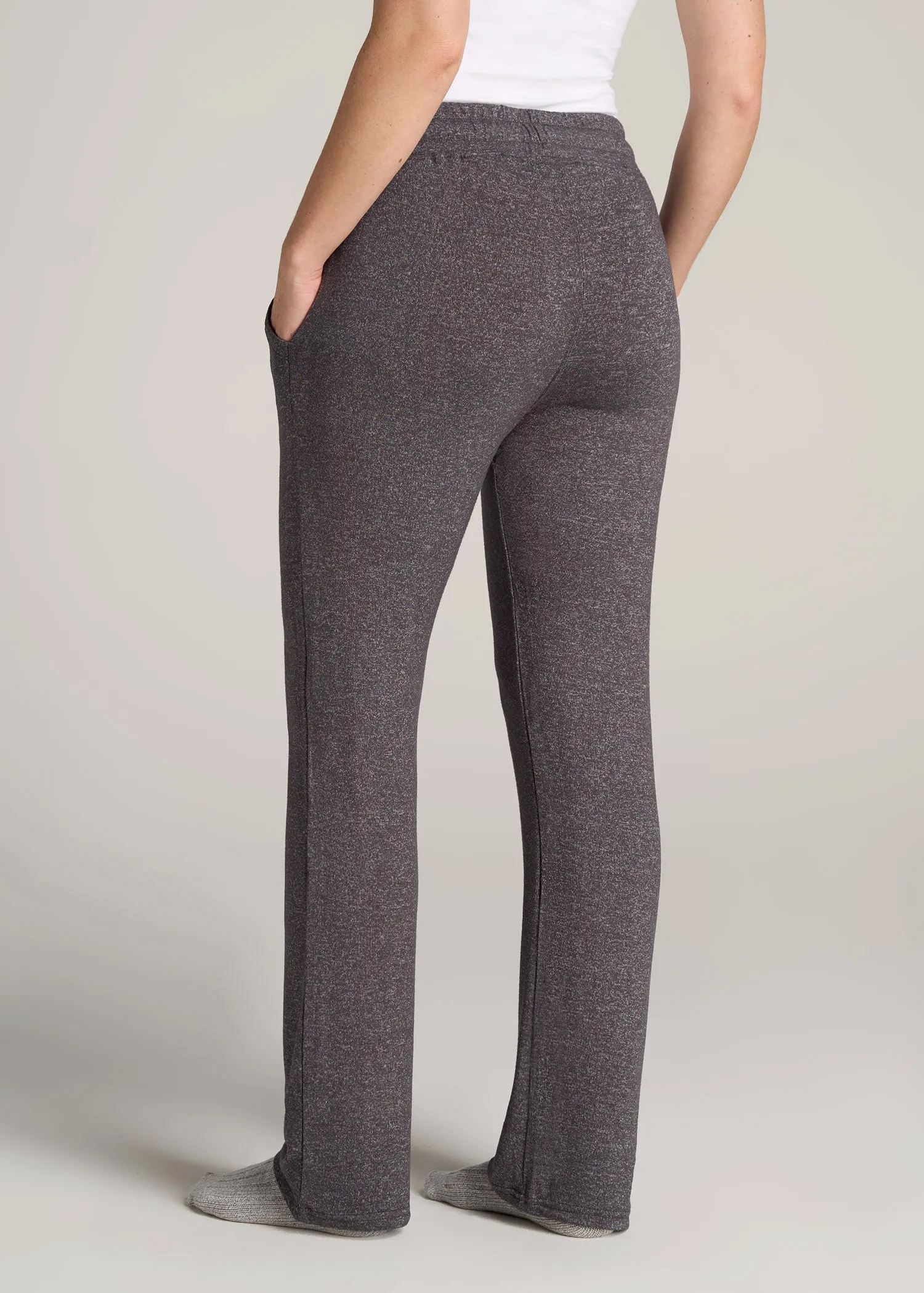 Open-Bottom Cozy PJ Lounge Pants for Tall Women in Charcoal Mix