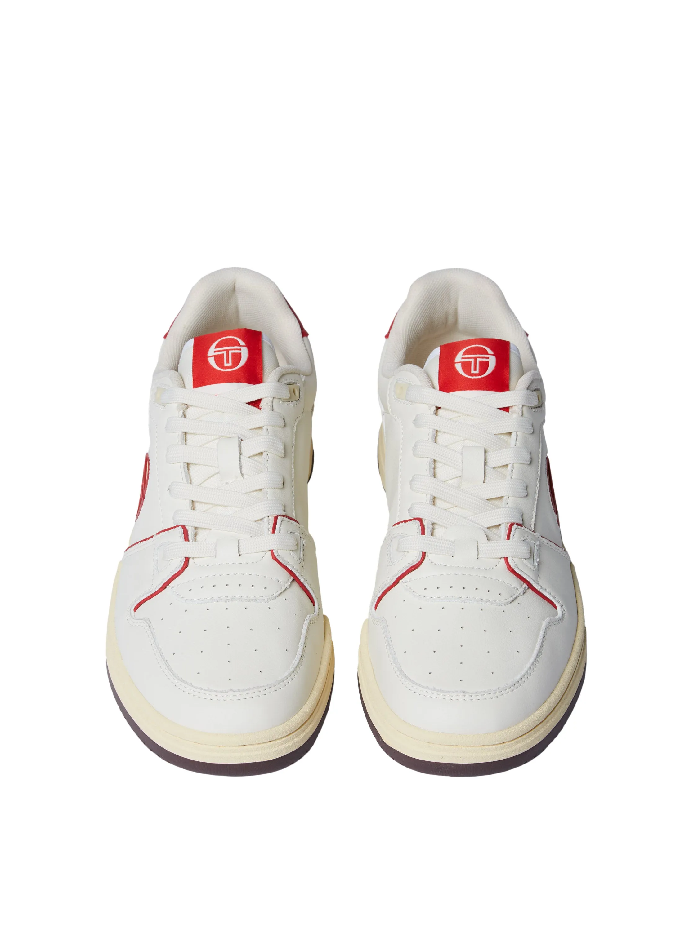 Prime Shot DA Sneaker- Antique White/ Almond Oil/ Adrenaline Red