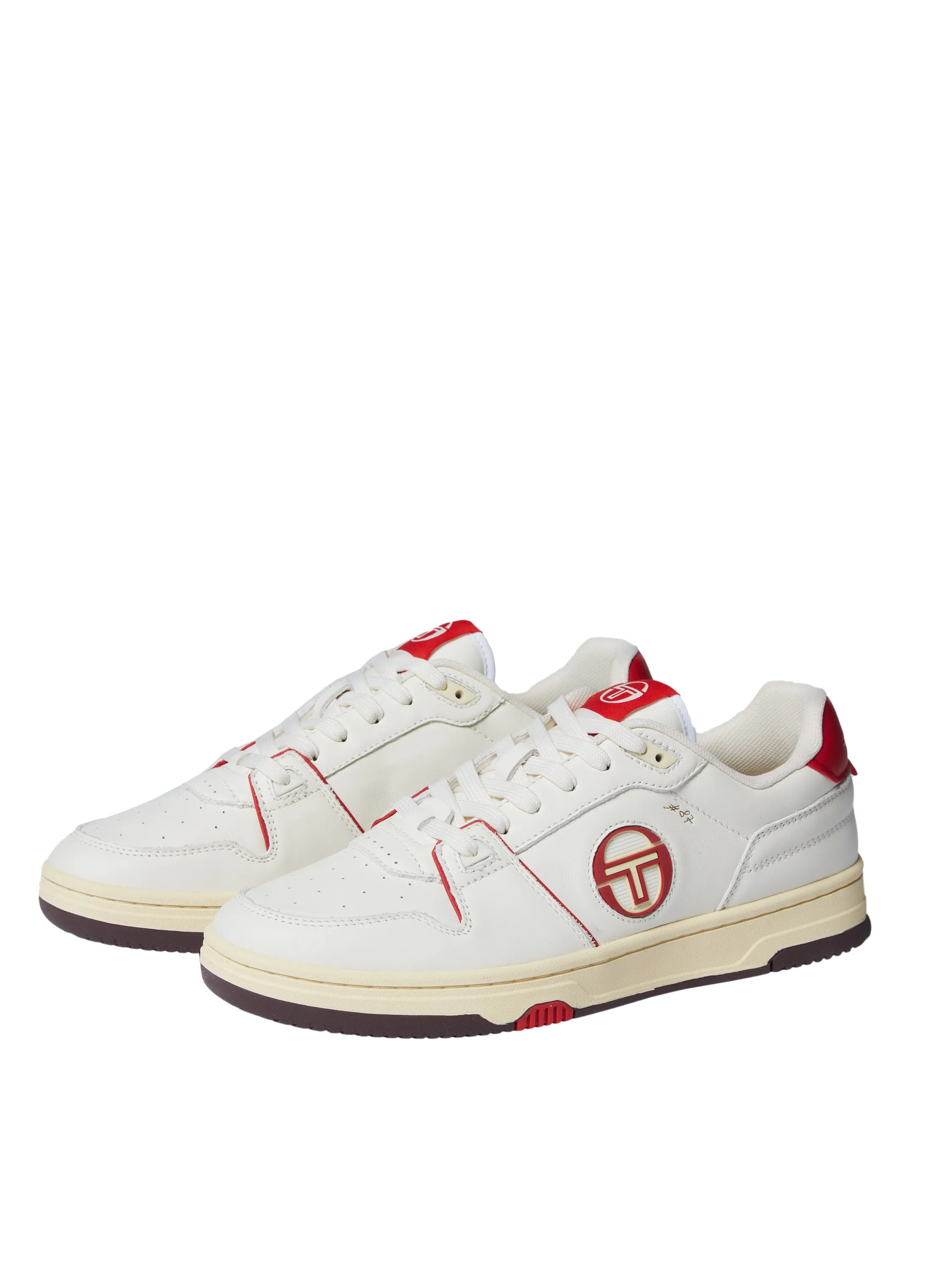 Prime Shot DA Sneaker- Antique White/ Almond Oil/ Adrenaline Red