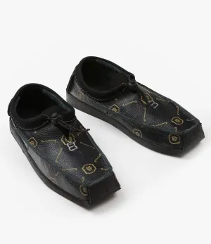 QR Moccasin Low / Monogram - Black / Brass