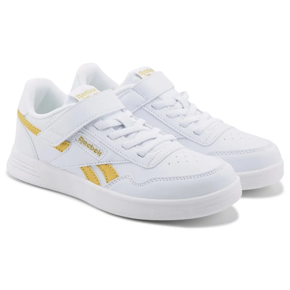 REEBOK KID'S COURT ADVANCE HOOK N' LOOP WHITE/GOLD SNEAKER SHOES