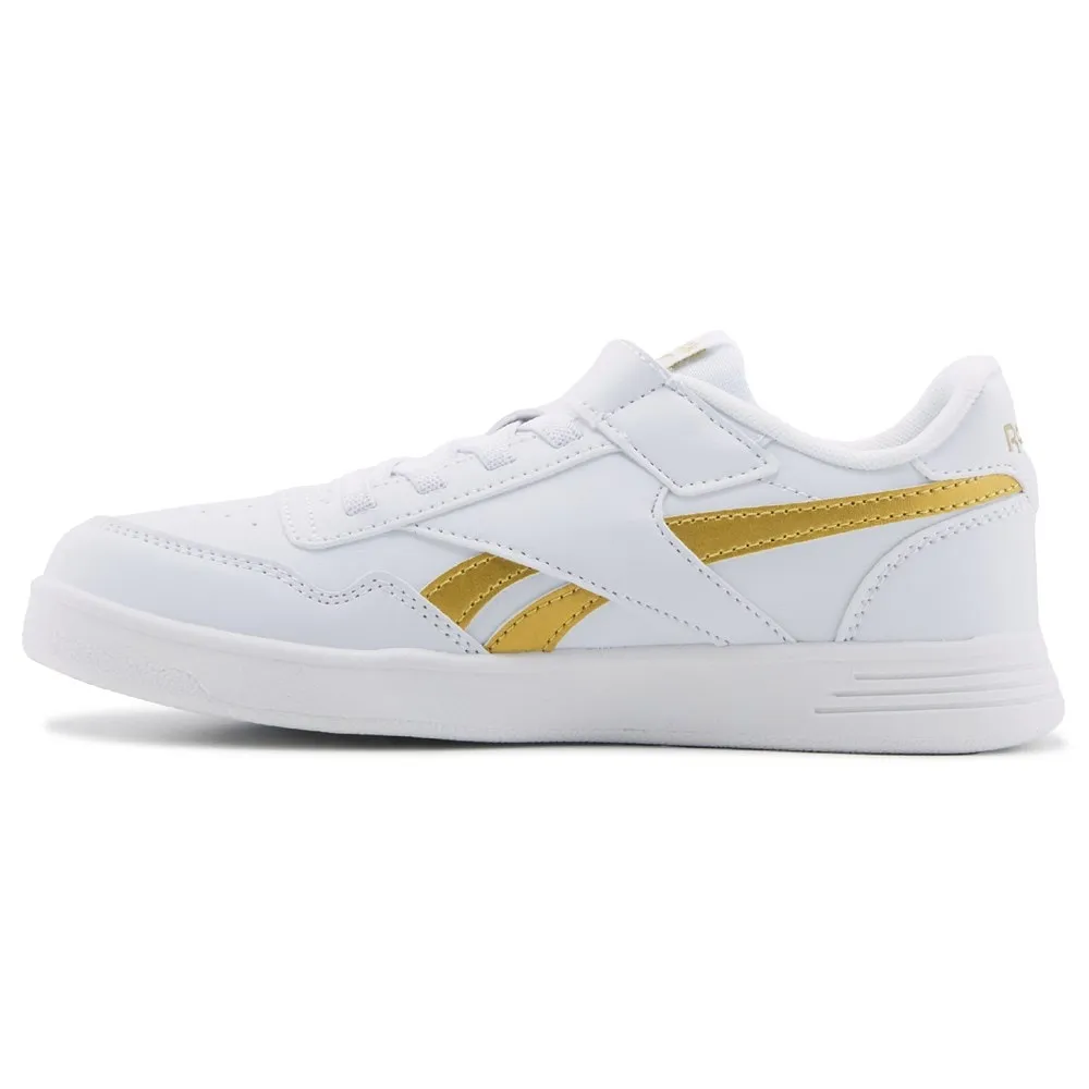 REEBOK KID'S COURT ADVANCE HOOK N' LOOP WHITE/GOLD SNEAKER SHOES