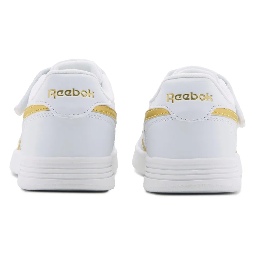 REEBOK KID'S COURT ADVANCE HOOK N' LOOP WHITE/GOLD SNEAKER SHOES