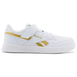 REEBOK KID'S COURT ADVANCE HOOK N' LOOP WHITE/GOLD SNEAKER SHOES