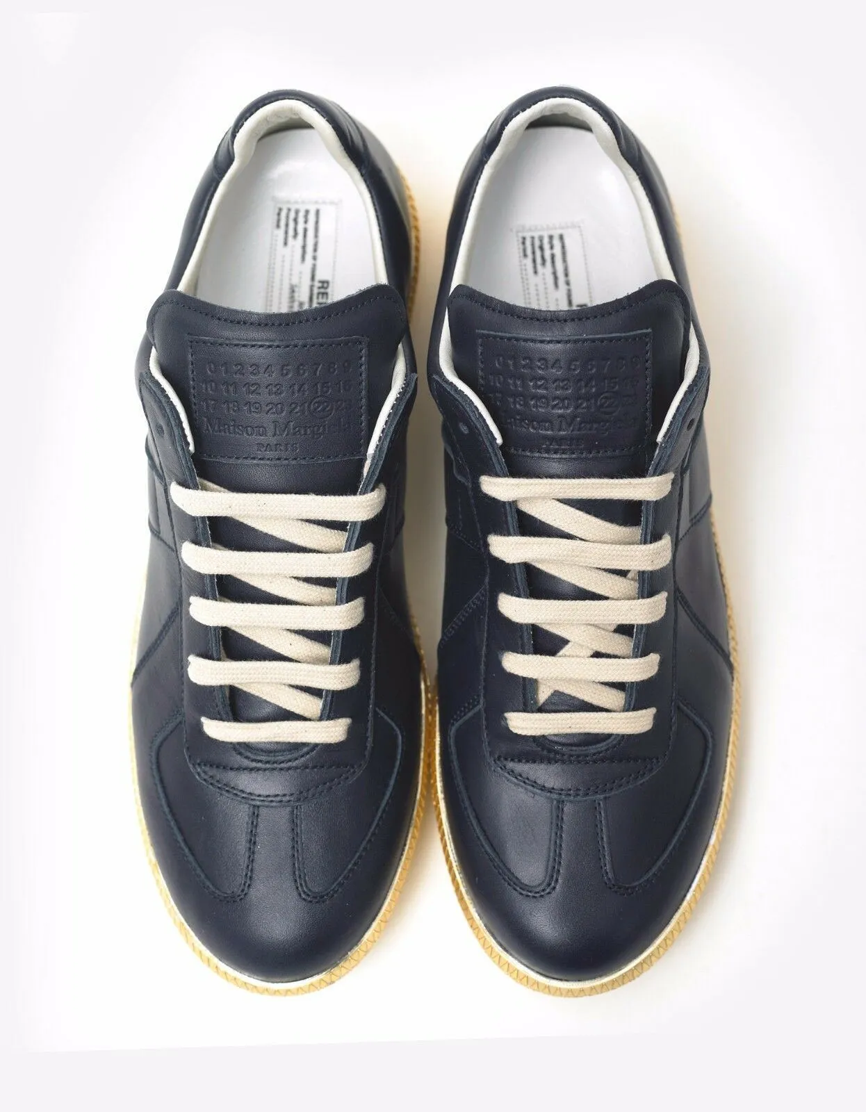 'Replica' Blue & Gold Leather Trainers