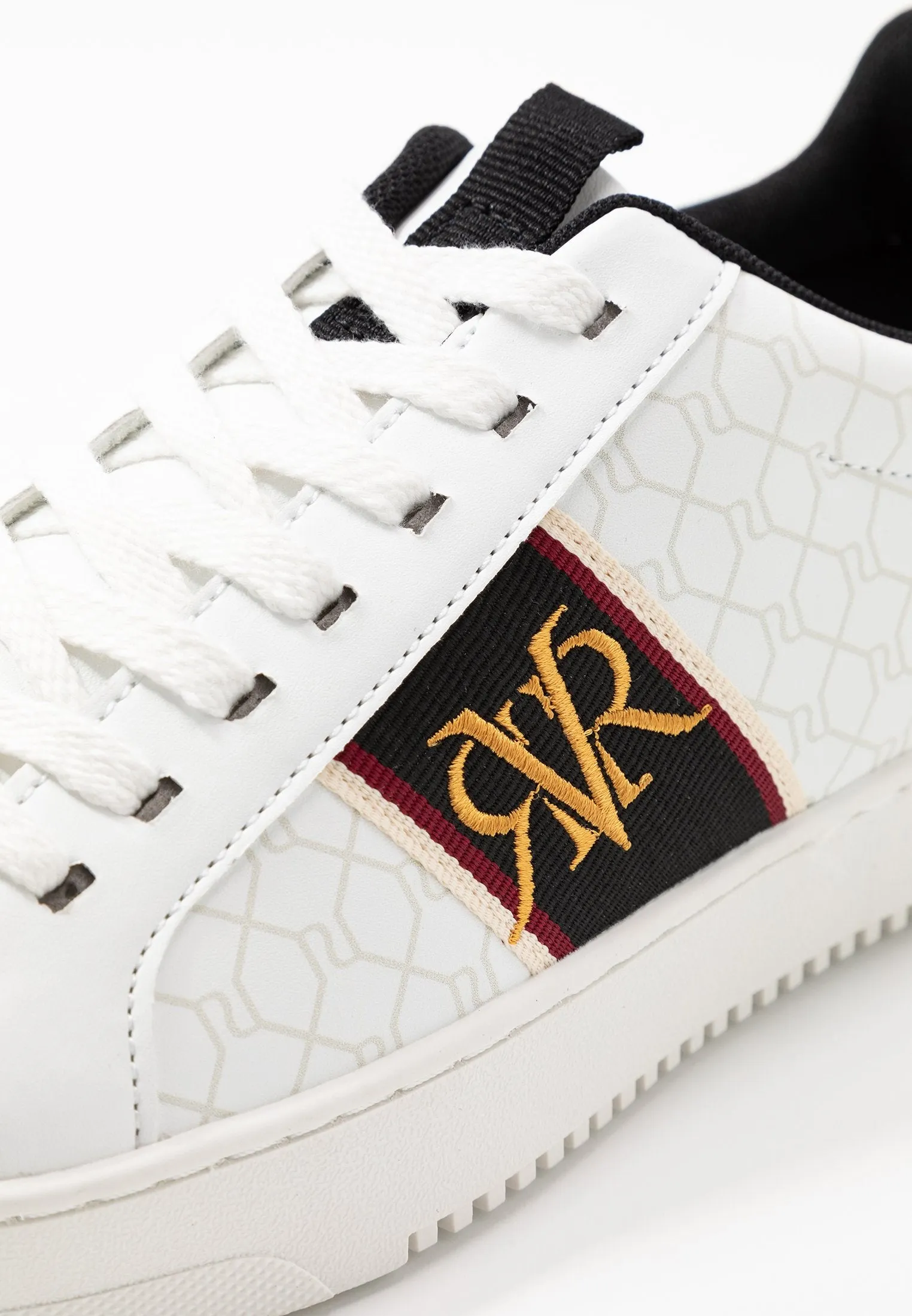 River Island Surrey White RI Monogram Mens Trainers