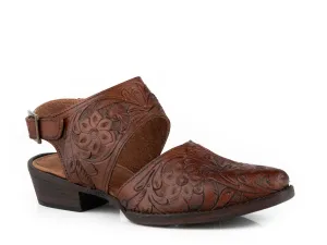 Roper Womens Dianna Tooled Brown Leather Mules Shoes 8.5